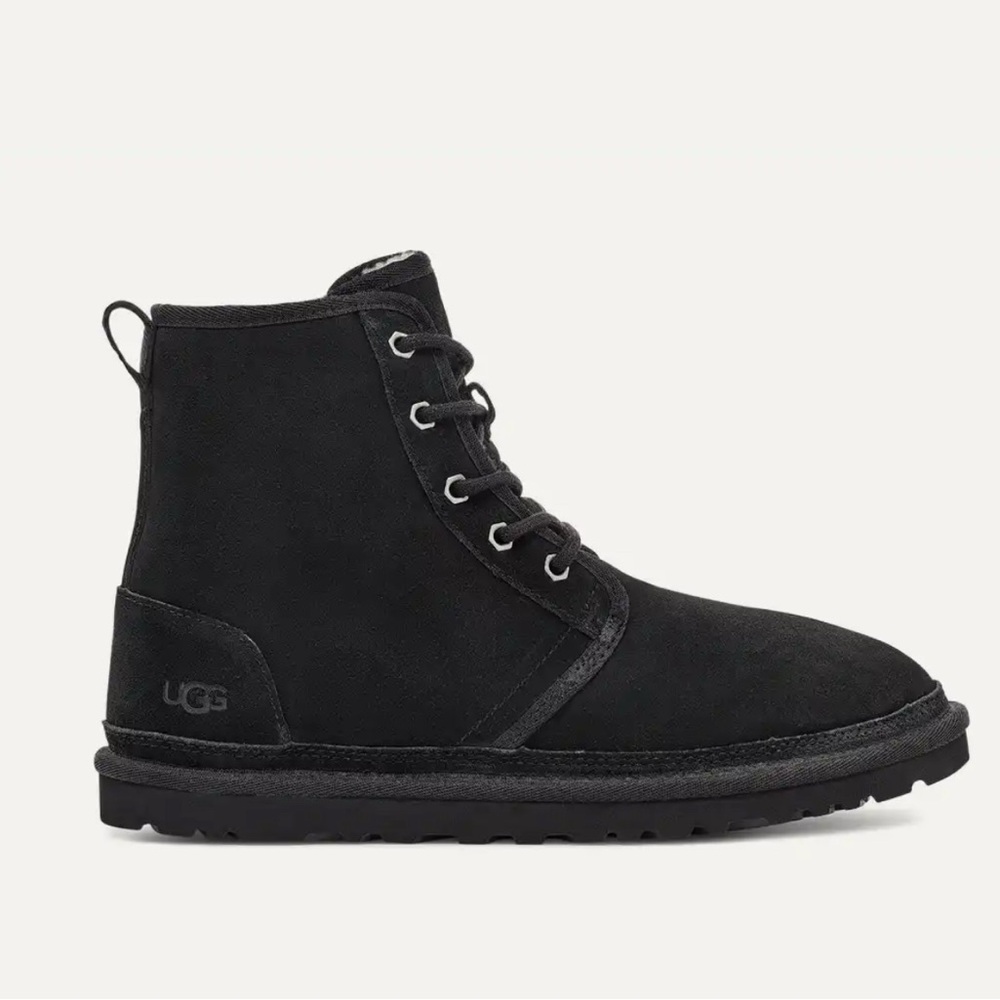 MEN’S HARKLEY UGG BOOTS SHEEPSKIN LINING - BLACK - SIZE 9 BNWT
